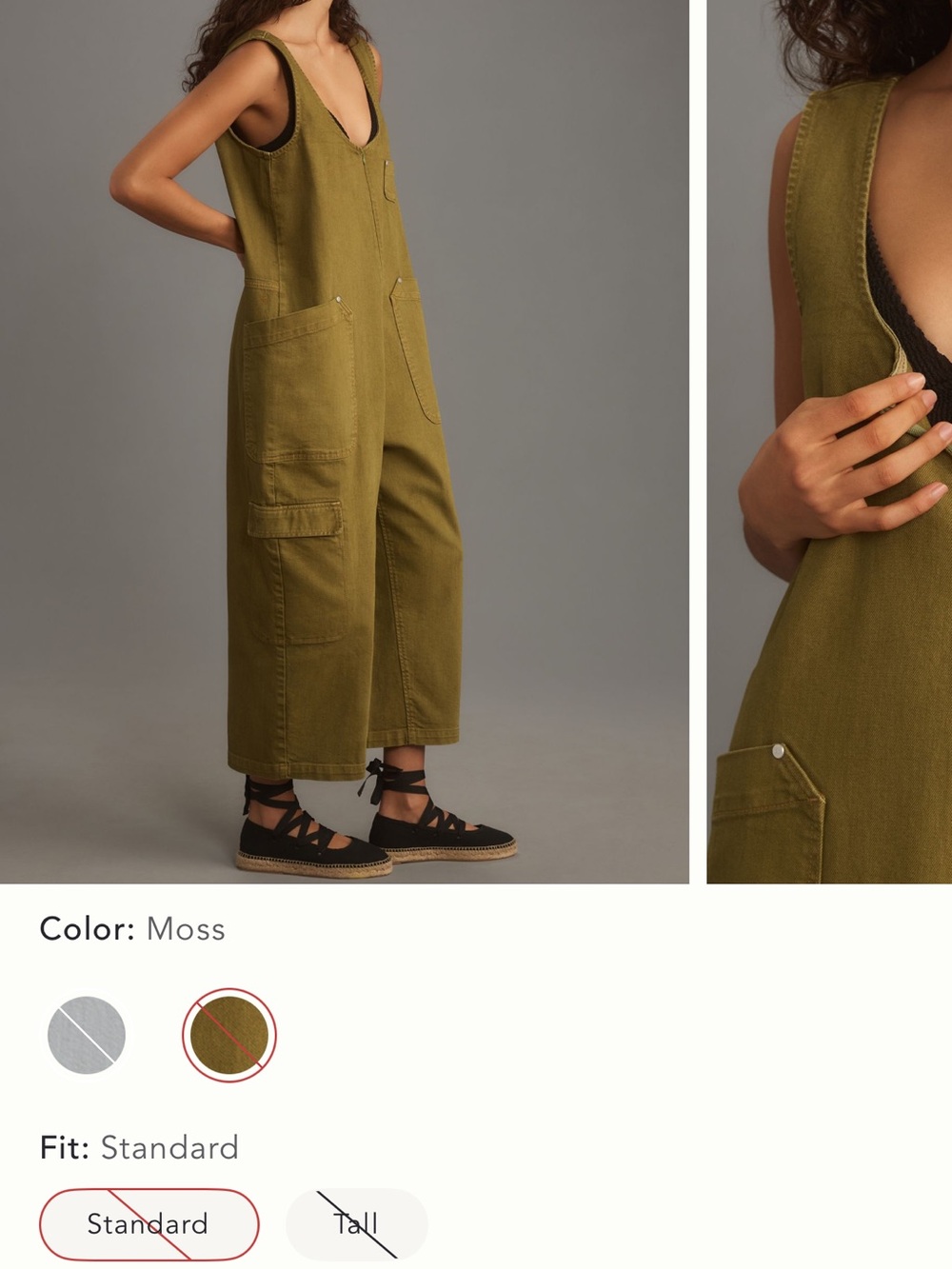 Pilcro Moss Green Utility Wide-Leg Jumpsuit